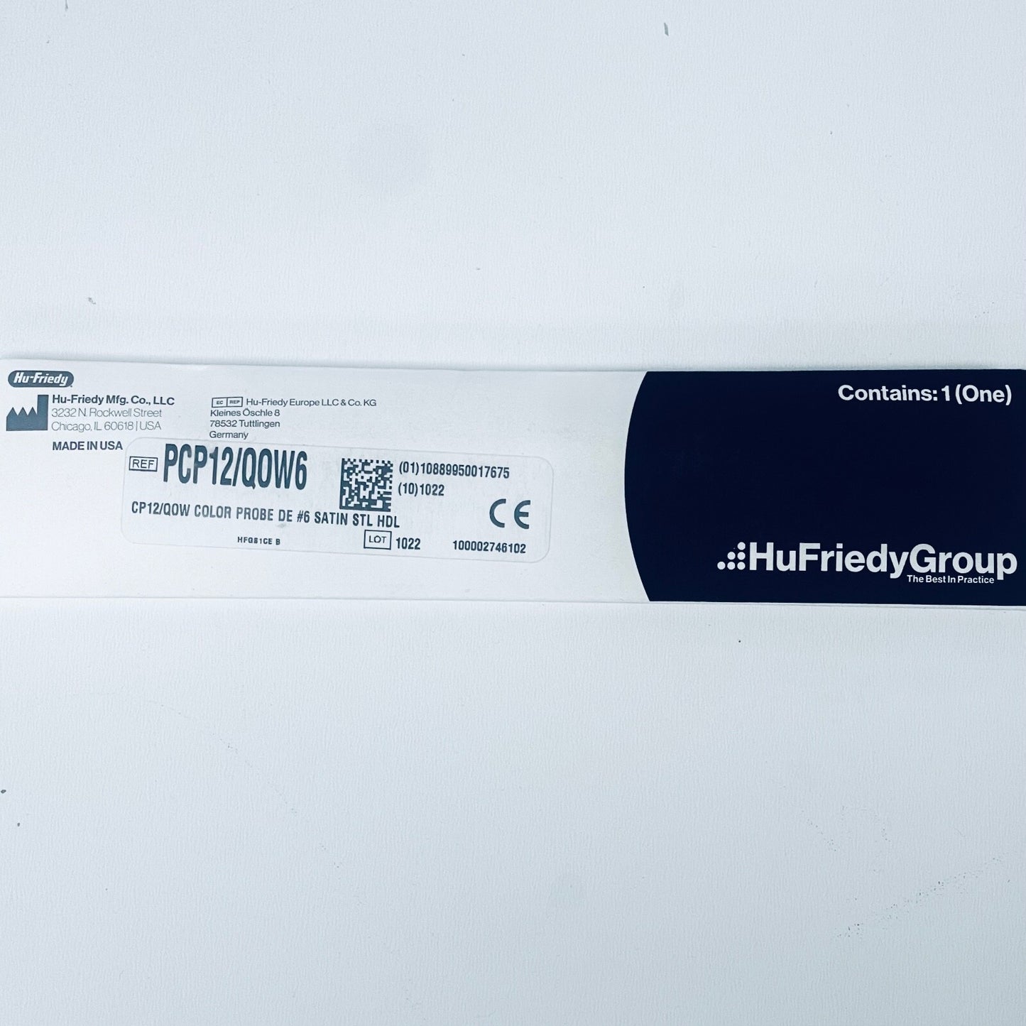 Hu-Friedy REF PCP12/QOW6 CP-12/QOW Color Probe #6 Satin STL HDL