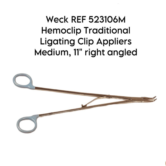 Weck REF 523106M Hemoclip Traditional Ligating Clip Appliers Medium, 11" angled