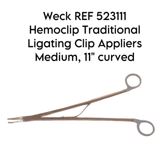 Weck REF 523111 Hemoclip Traditional Ligating Clip Appliers Medium, 11" curved