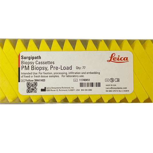 LEICA REF Yellow 38441403 Surgipath Biopsy Cassettes PM Biopsy Pre-Load (QTY-77)