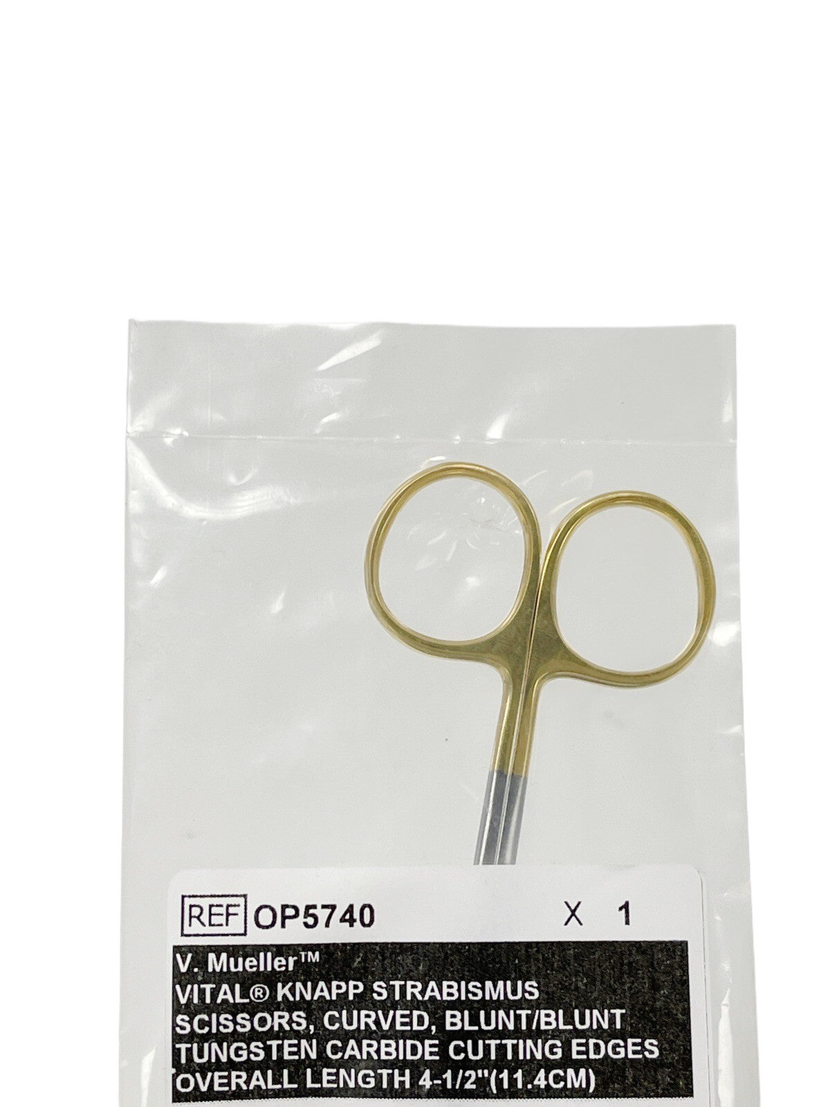 V. Mueller REF OP5740 VITAL KNAPP STRABISMUS SCISSORS, CURVED, BLUNT