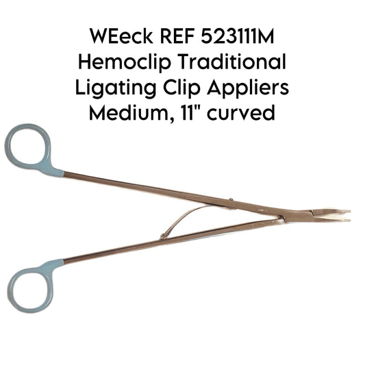 Weck REF 523111M Hemoclip Traditional Ligating Clip Appliers Medium, 11" curved