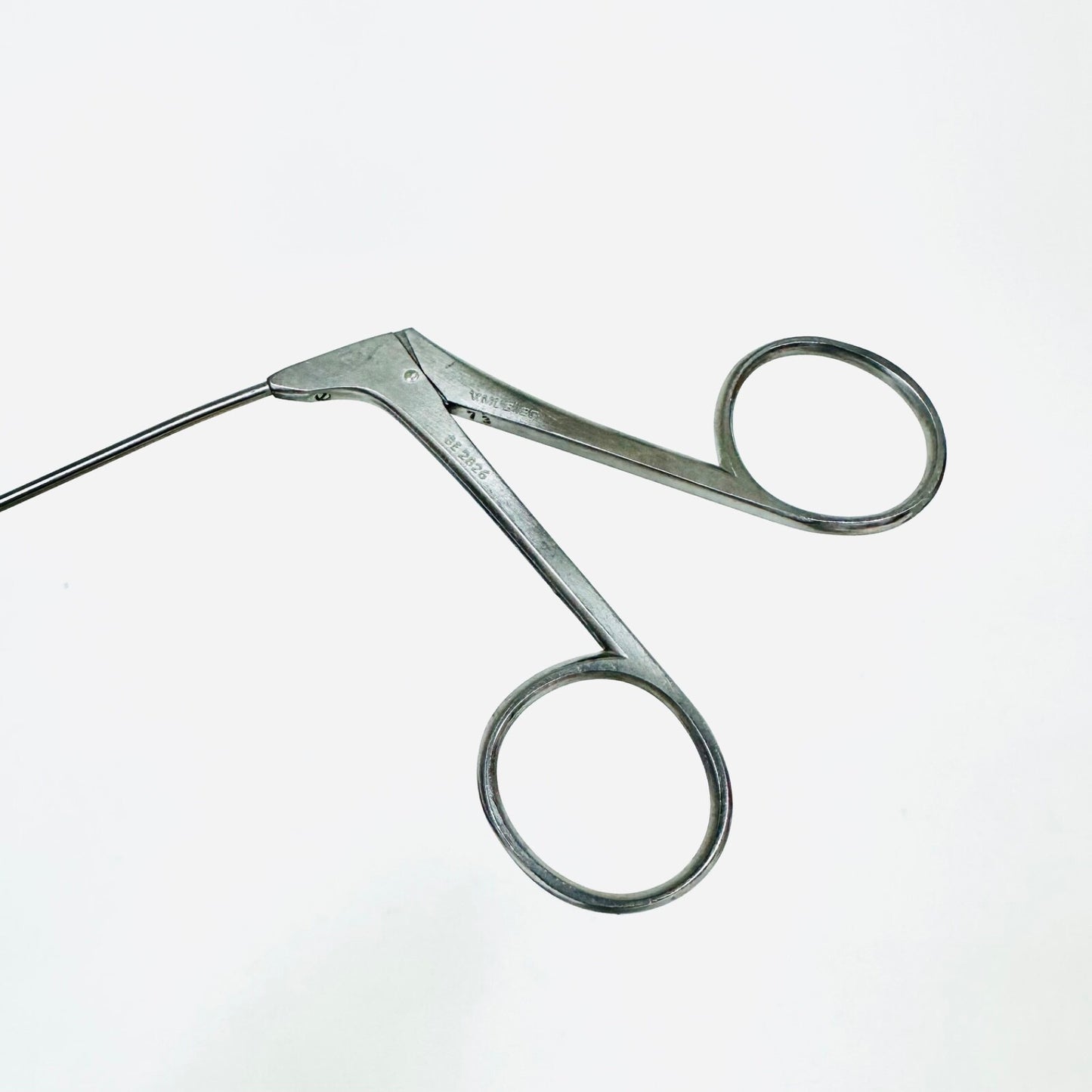 V. Mueller BE2826 Microlaryngeal Grasping Forceps Angled Left JACKO CUP 9-1/2 In