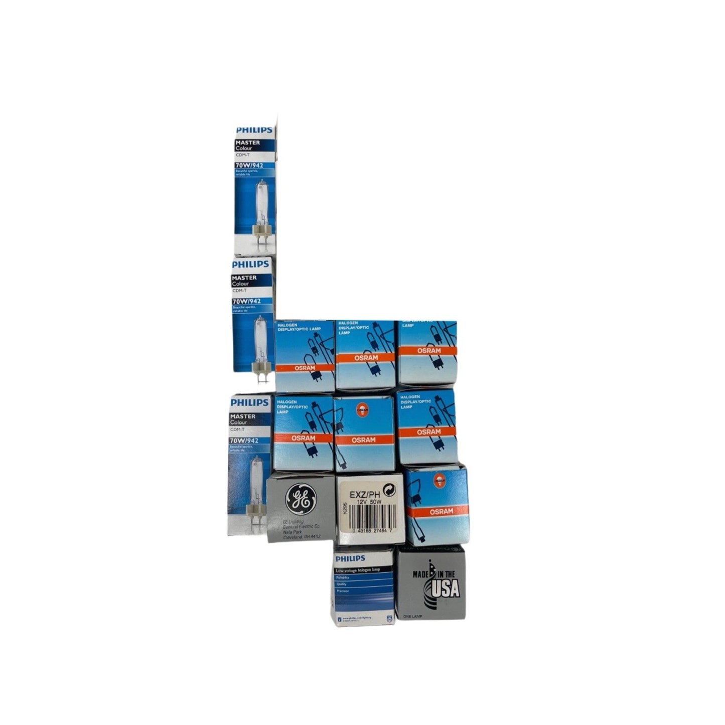 Ge / Osram / Philips Lot Of 14 Tungsten Halogen Surgical And Optic Lamp