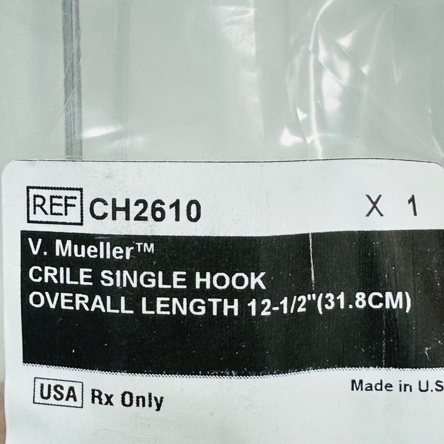 V. Mueller CH2610 Crile Single Hook Overall Length 12-1/2" (31.8Cm) Instrument