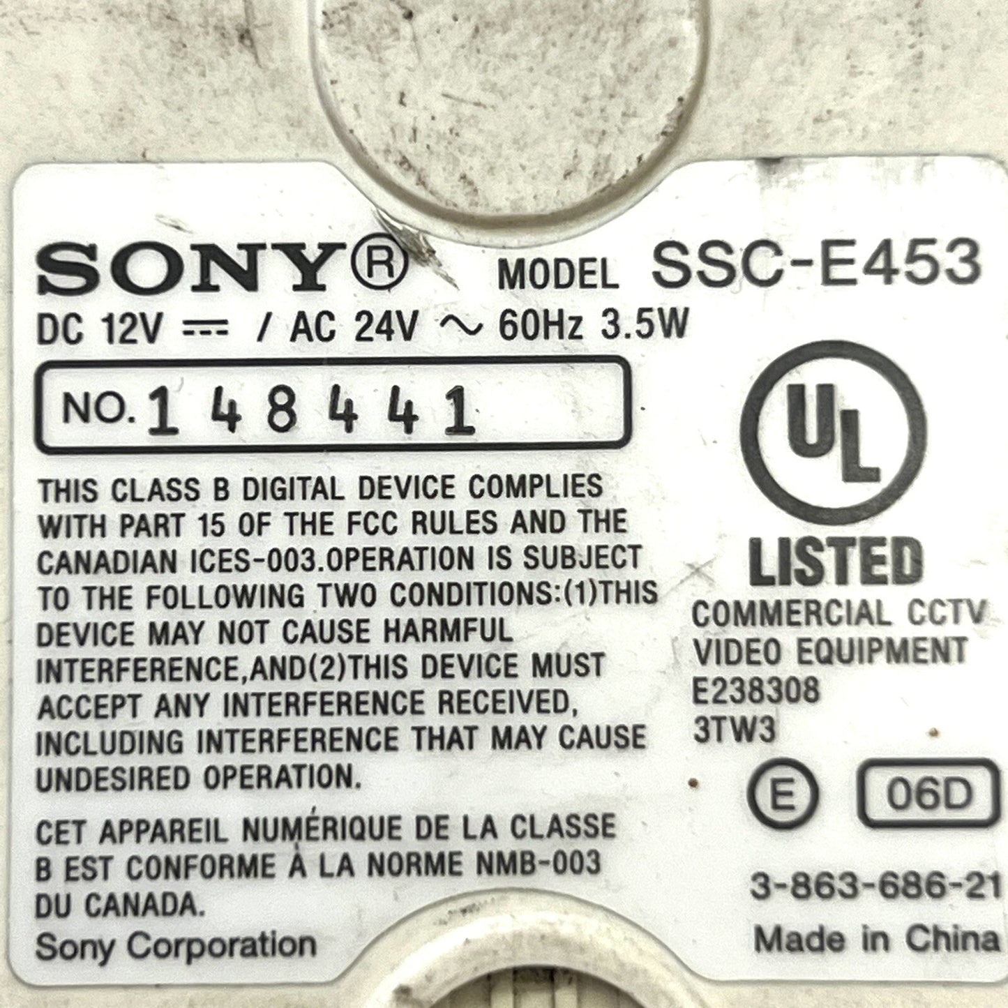 Sony SSC-E453 Super Exwave Color CCTV Video Security Camera 24V