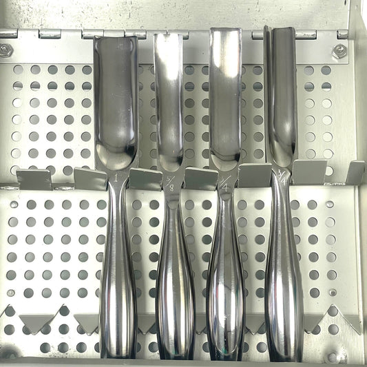 ZIMMER REF 1120-01 ULTRA CUT SMITH PETERSEN SURGICAL GOUGES WITH INSTRUMENT CASE