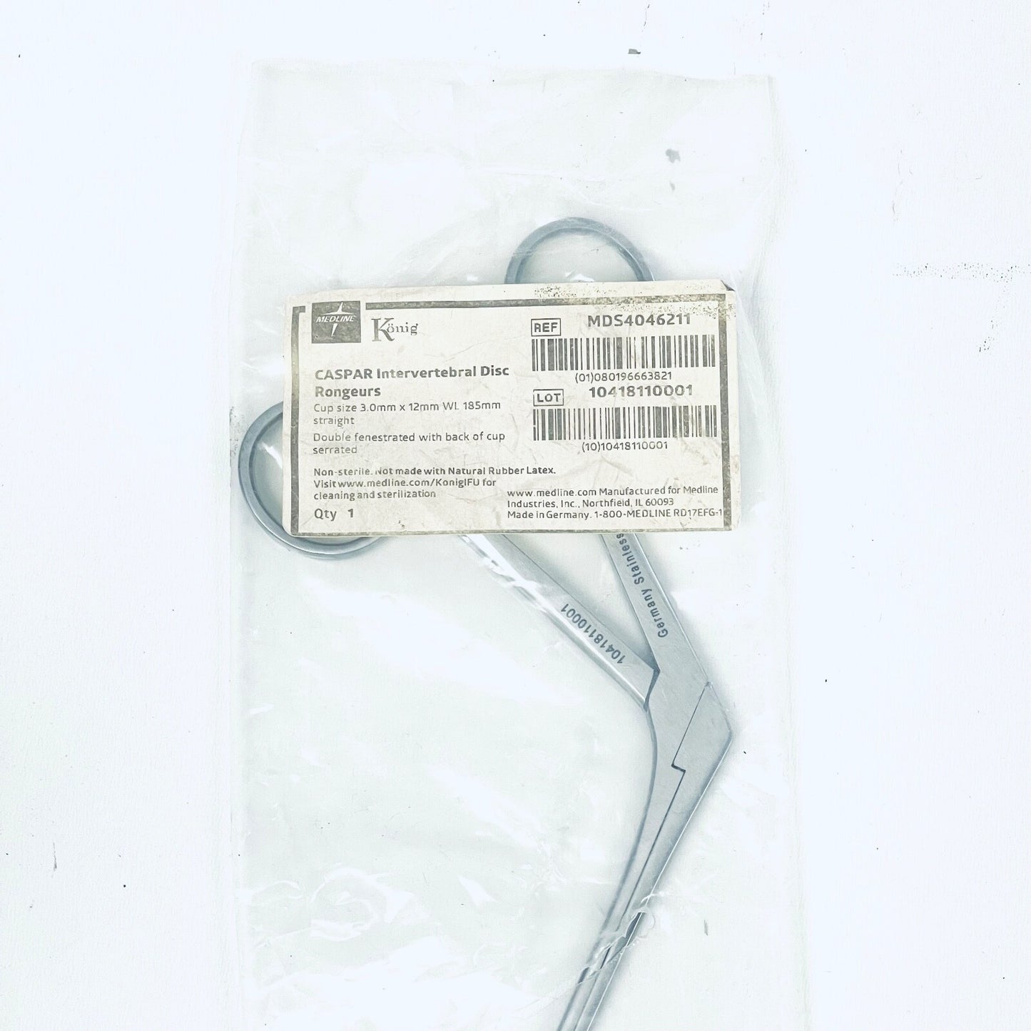 Medline REF MDS4046211 Caspar IVD Rongeurs , 3 mm x 12 mm, 7.25"