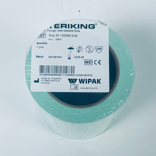 Wipak Steriking R42-3P 6in x 100ft Heat-Sealable Sterilization Roll, EXP 2026-08