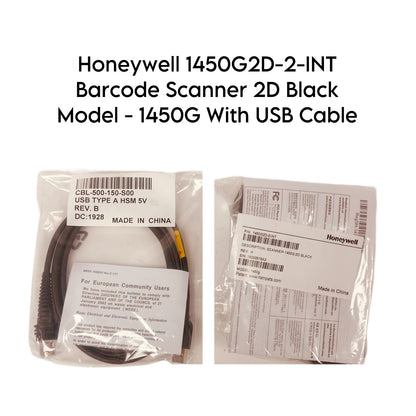 Honeywell REF 1450G2D-2-INT Barcode Scanner 2D Black Model-1450G With USB Cable
