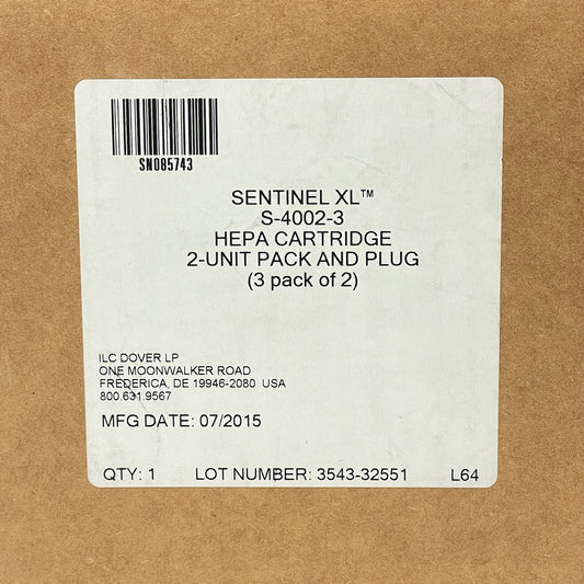 SENTINEL XL REF S-4002-3 HEPA CARTRIDGE 2-UNIT PACK AND PLUG (3 pack of 2)