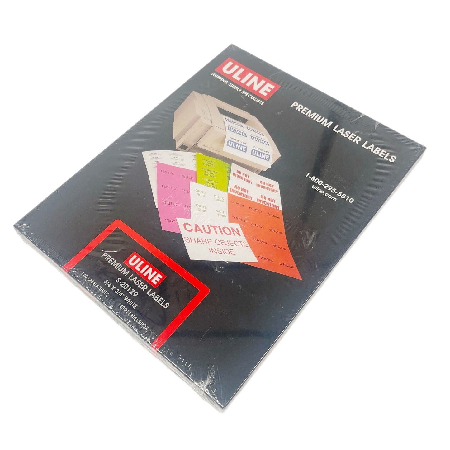 Uline REF S-20129 Laser Labels - White, 3„4 X 3„4" 140/Sheet, 14000/Box