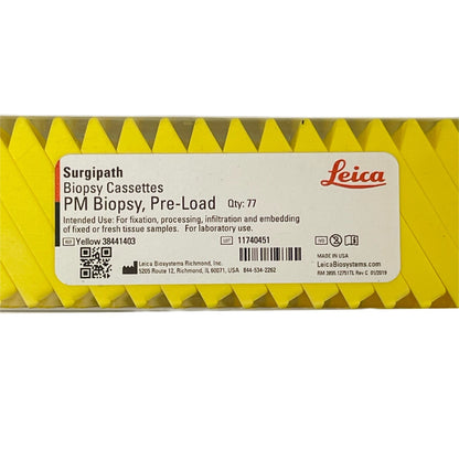LEICA REF Yellow 38441403 Surgipath Biopsy Cassettes PM Biopsy Pre-Load (QTY-77)
