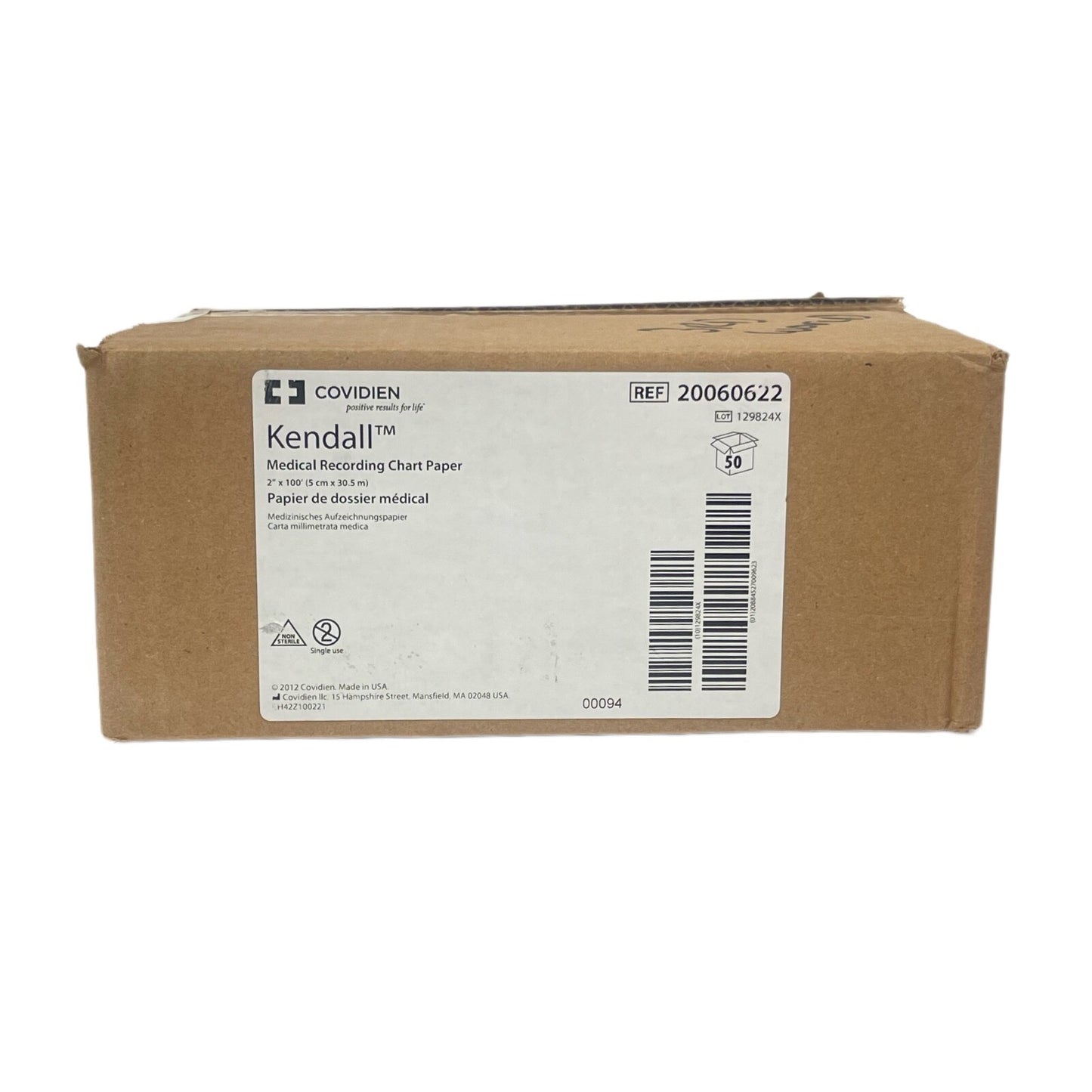 COVIDIEN REF 20060622 KendalI Medical Recording Chart Paper 2" x 100° (50/BOX)