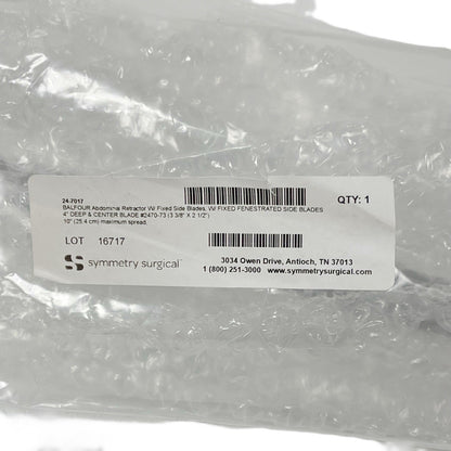 Symmetry REF 24-7017 Balfour Abdominal Retractor With CENTER BLADE 24-7073