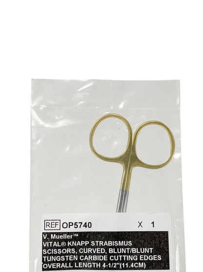 V. Mueller REF OP5740 VITAL KNAPP STRABISMUS SCISSORS, CURVED, BLUNT