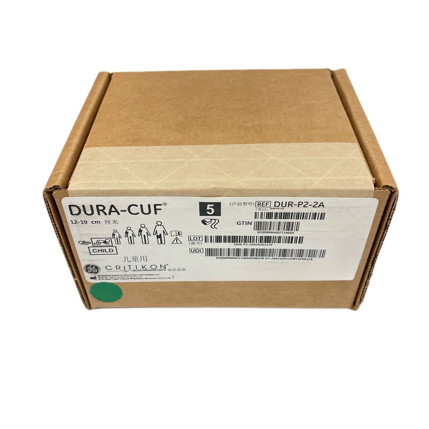 GE Medical REF DUR-P2-2A Critikon Dura Cuf 12-19Cm Child ( 5/Box )
