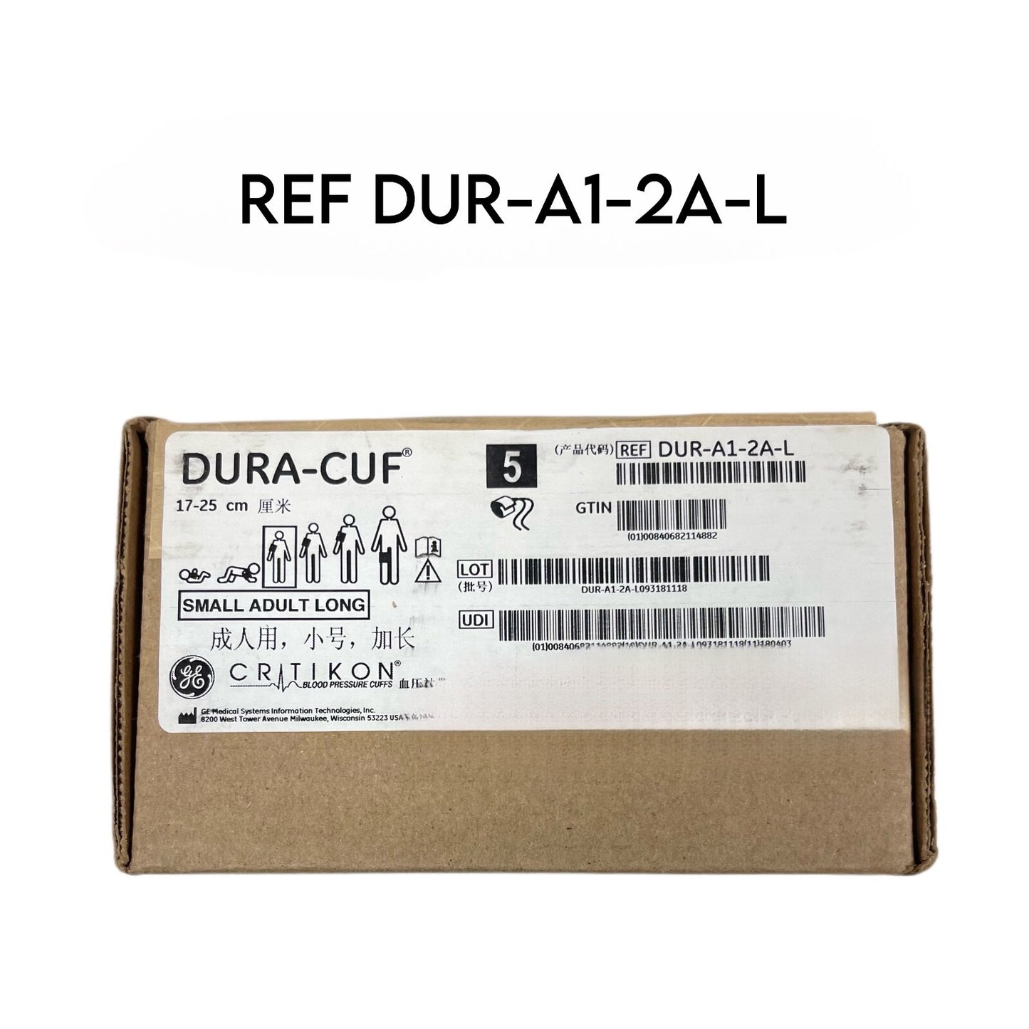 GE MEDICAL REF DUR-A1-2A-L Critikon Dur-Cuf 17-25Cm, Small Adult Long ( 5/BOX)