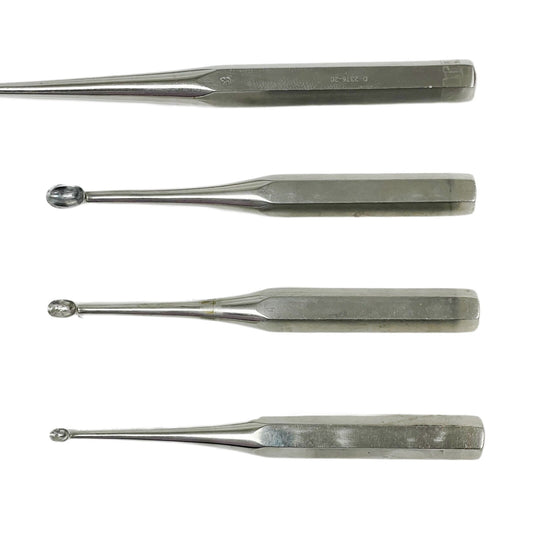Zimmer Brun Bone Curette Orthopedic ( Lot 6 ) With One Aesculap Cobb Elevator