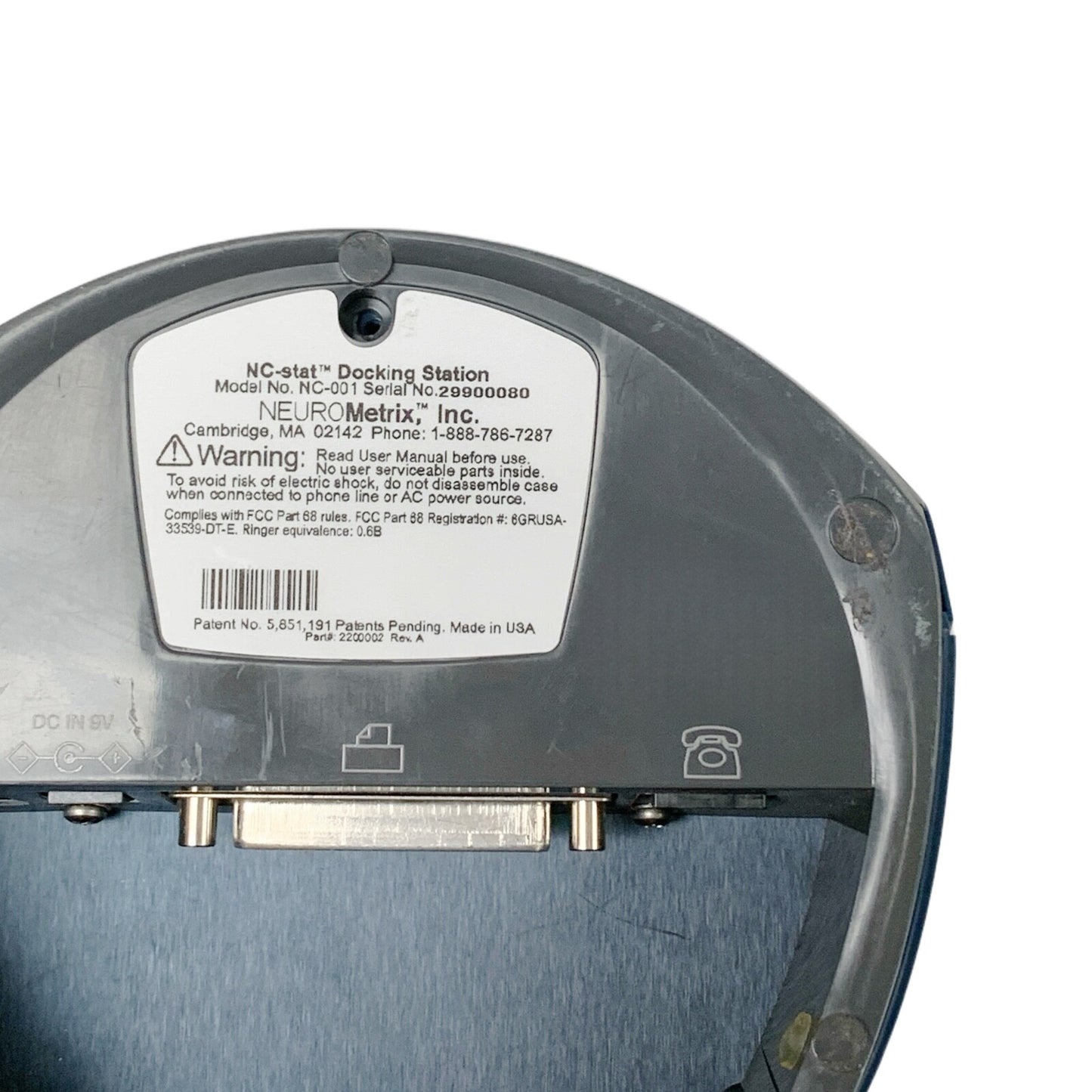 NEUROMetrix NC-Stat NC-010 Nerve Conduction Device Dock, NO POWER SUPPLY