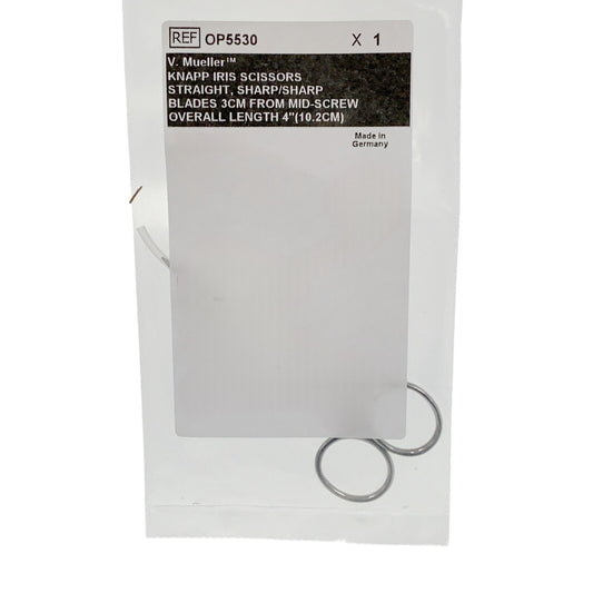 V. Mueller REF OP5530, KNAPP IRIS SCISSORS STRAIGHT, SHARP/SHARP BLADES 3CM