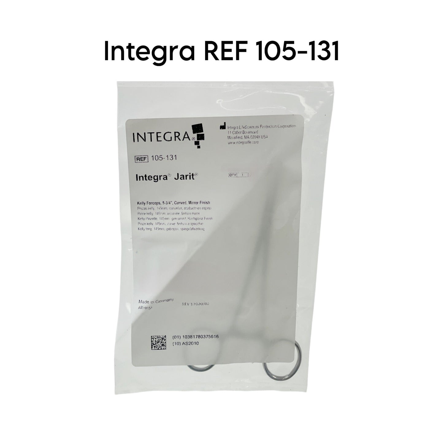 Integra REF 105-131 Kelly Forceps, 5-3/4", Curved, Mirror Finish