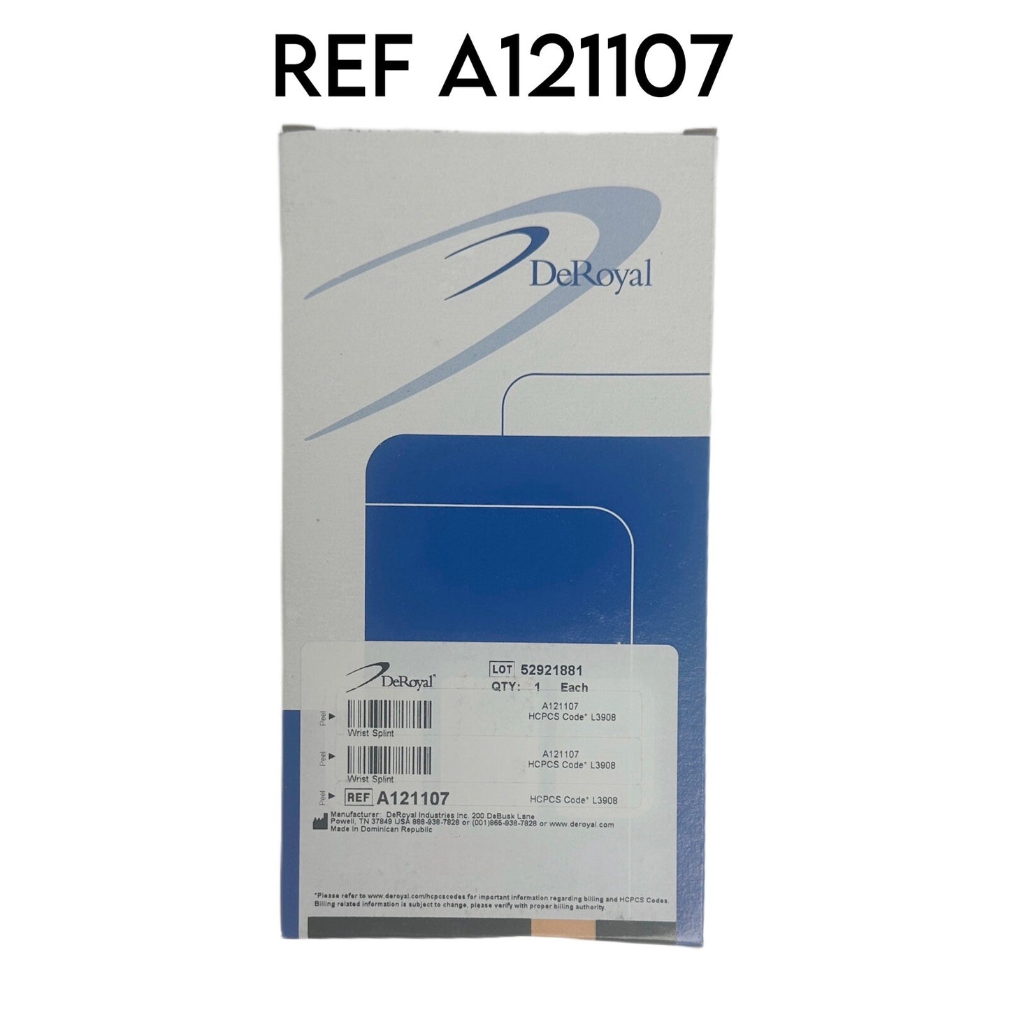 Deroyal REF A121107 Wrist Splint Elastic Large 6 inch Left