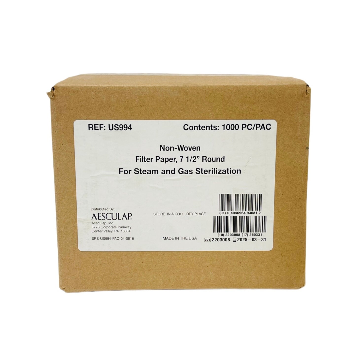 Aesculap US994 Non-Woven Filter Paper 7.5In Round For Steam & Gas Sterilization