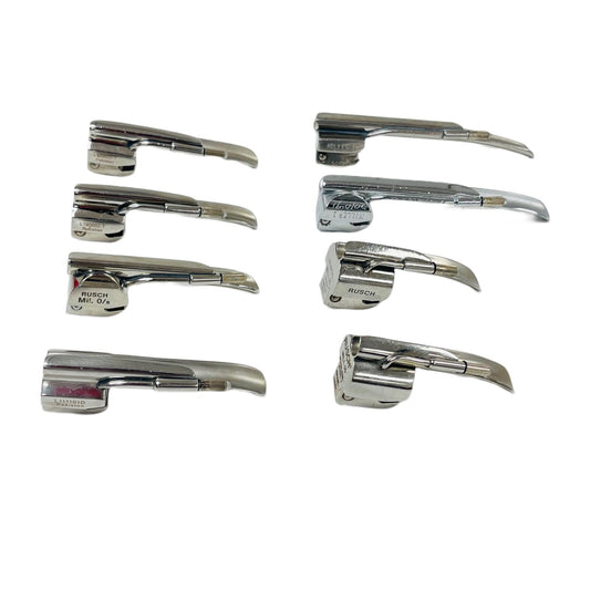 Laryngoscope Blade Stainless Steel Lot Of 8 ( Rusch & other )