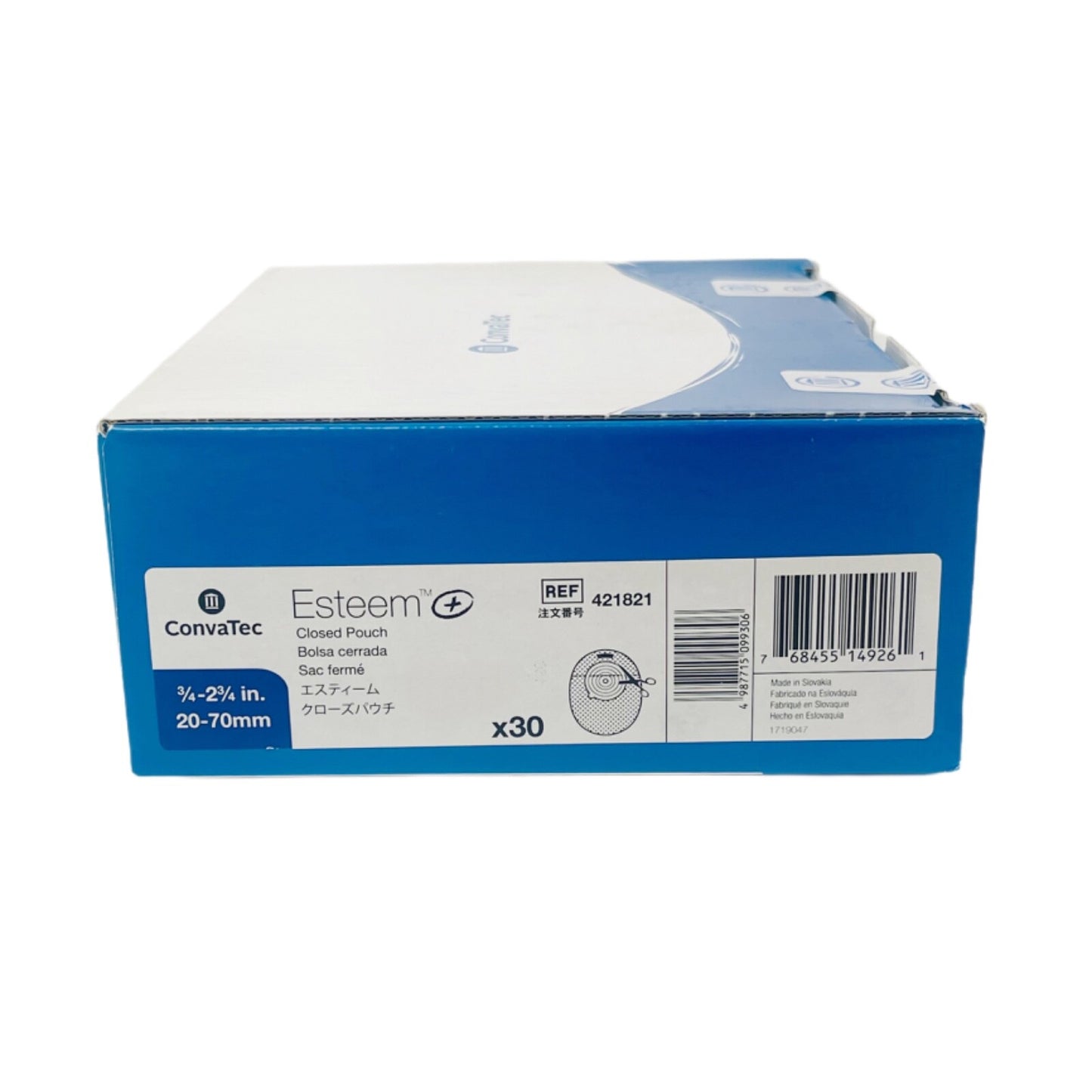 CONVATEC REF 421821 Esteem Plus Closed Pouch 20-70mm, (30/box)