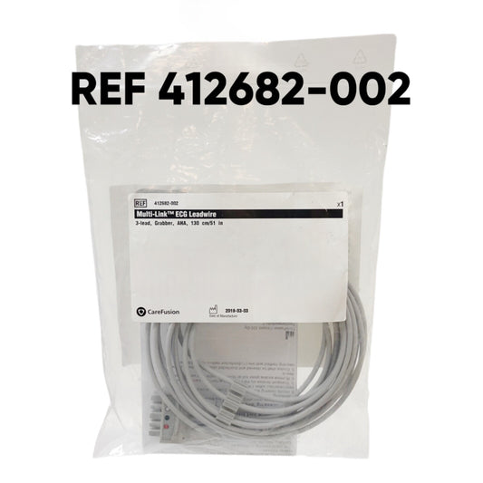 CAREFUSION 412682-002 Multi-Link ECG Leadwire 3-lead, Grabber, AHA, 130 cm