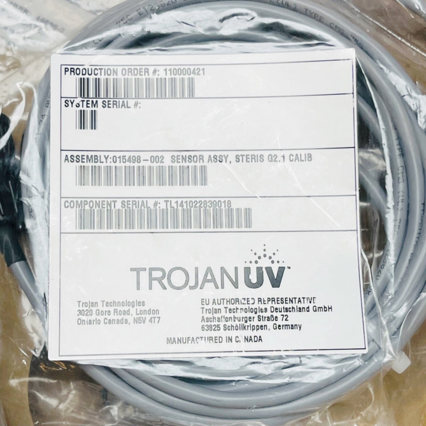 STERIS Corporation REF 10006358 UV SENSOR ASSEMBLY (PROBE/SENSOR) New OEM