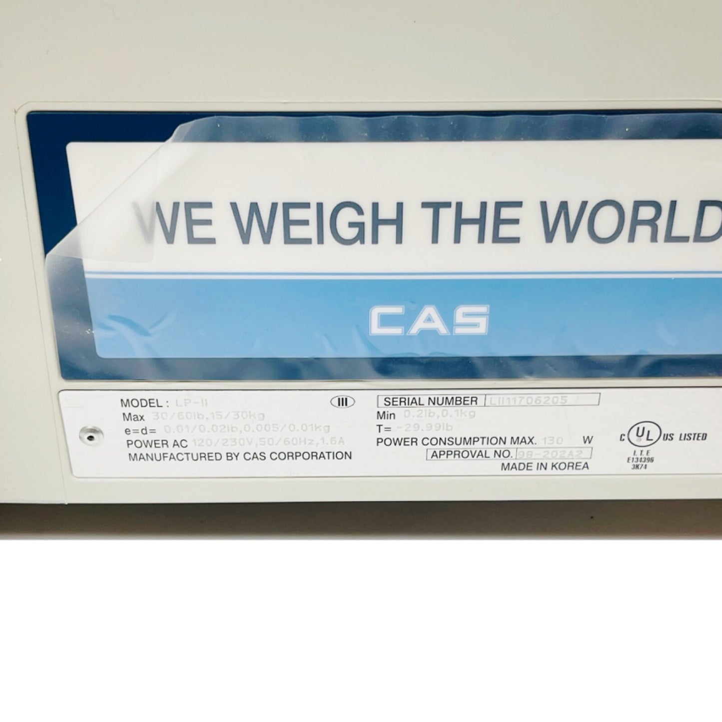CAS CORPORATION LP-II Retail-Deli Thermal Label Printing Weighing Scale