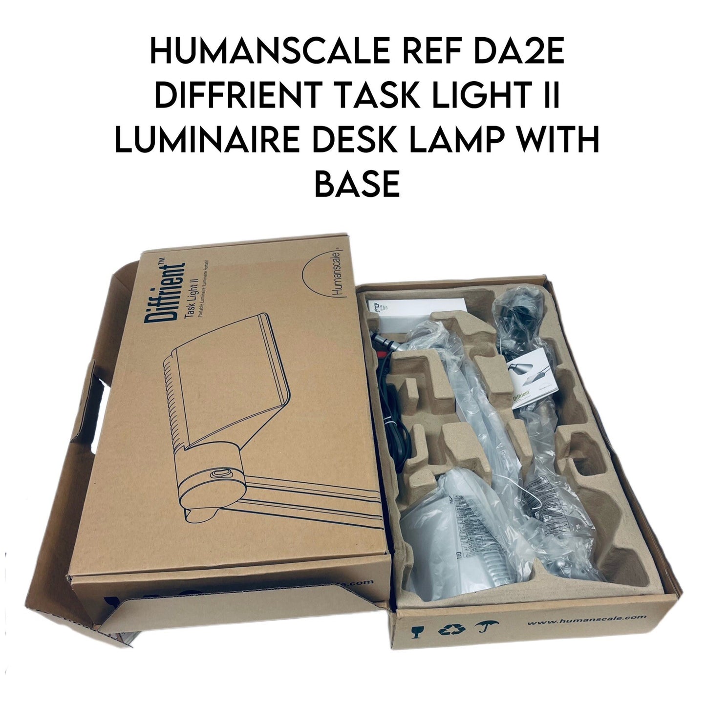 HUMANSCALE REF DA2E DIFFRIENT TASK LIGHT II LUMINAIRE DESK LAMP WITH BASE