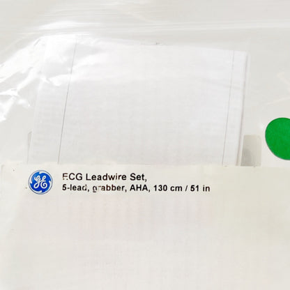 GE 2106391-002 ECG Leadwire Set 5-lead, grabber, AHA, 130 cm / 51 in ( LOT OF 2)