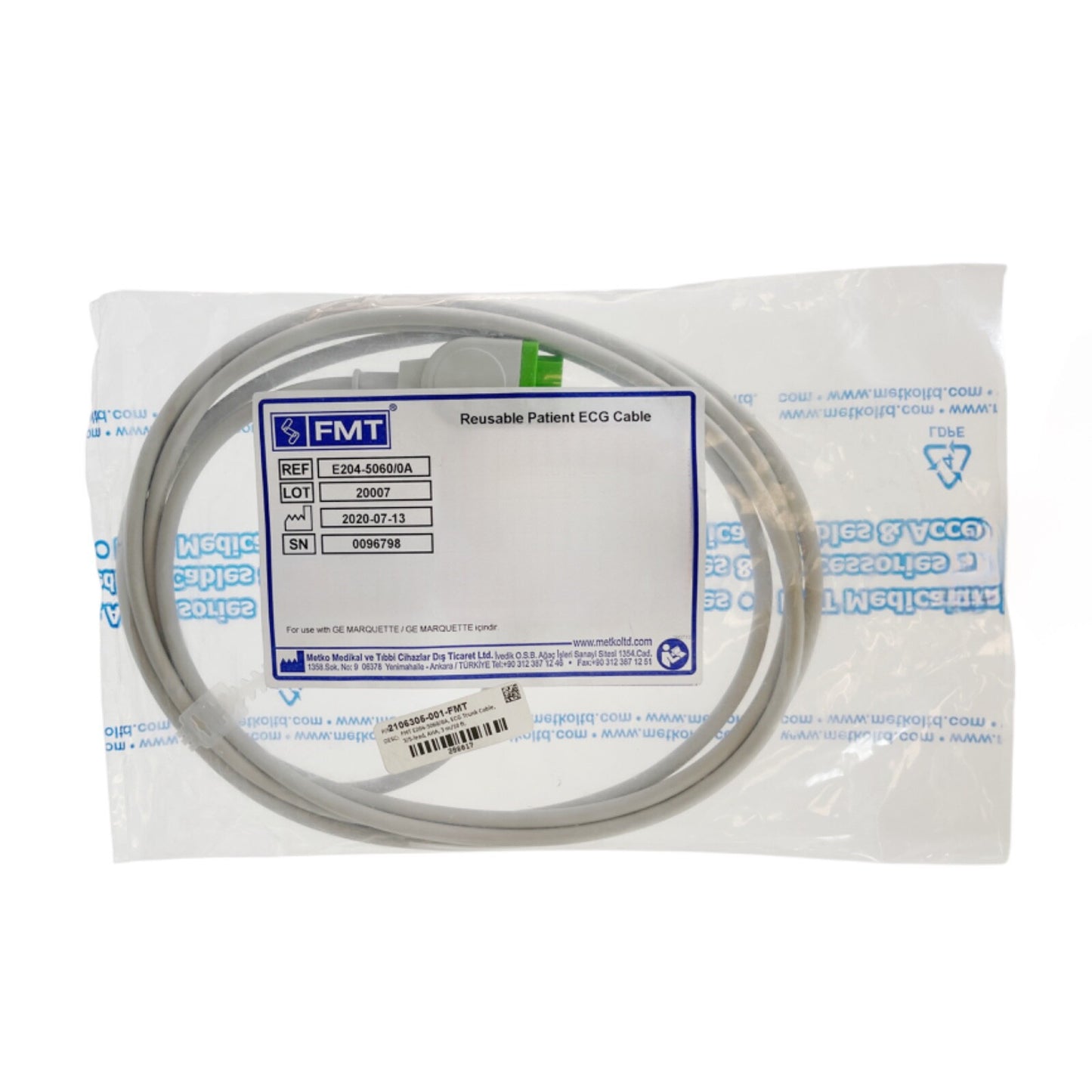 FMT E204-5060/0A Reusable Patient ECG Cable For GE MARQUETTE