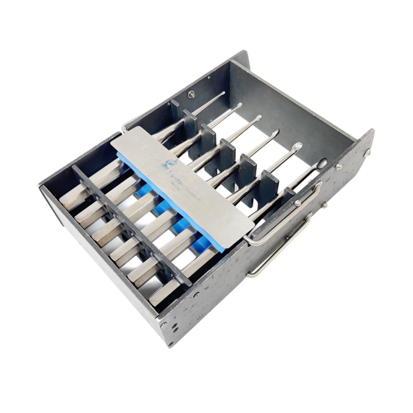ZIMMER BRUN CUP Curette - Hollow Handle SET OF 6 with Sterilization Rack