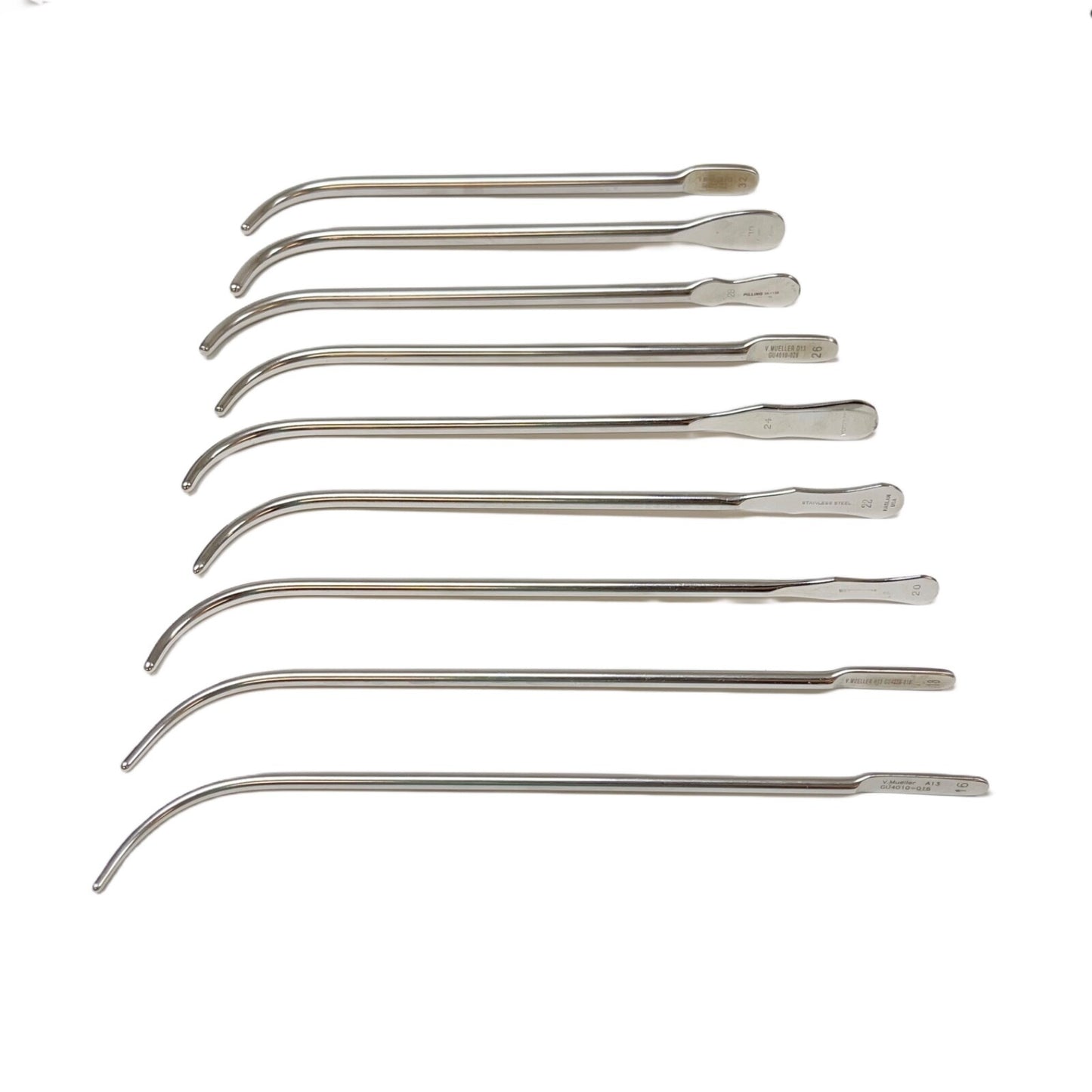V. Mueller / Pilling Van-Buren Urethral Sound Dilators Size 16 To 32 (Set Of 9)