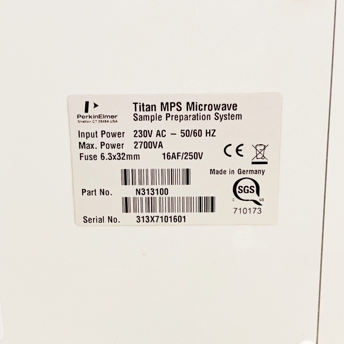 PerkinElmer N313100 Titan Mps Microwave Sample Preparation System W/ Hose