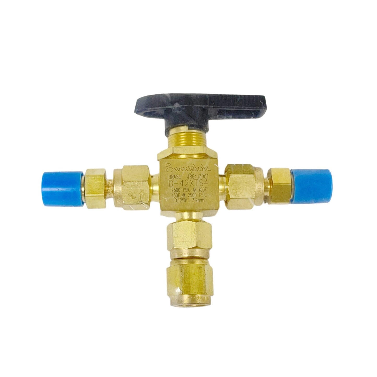 SWAGELOKE B-42XTS4 JR6413001 BRASS Way Ball Valve FOR Tube Fitting, 0.125in 3.2m