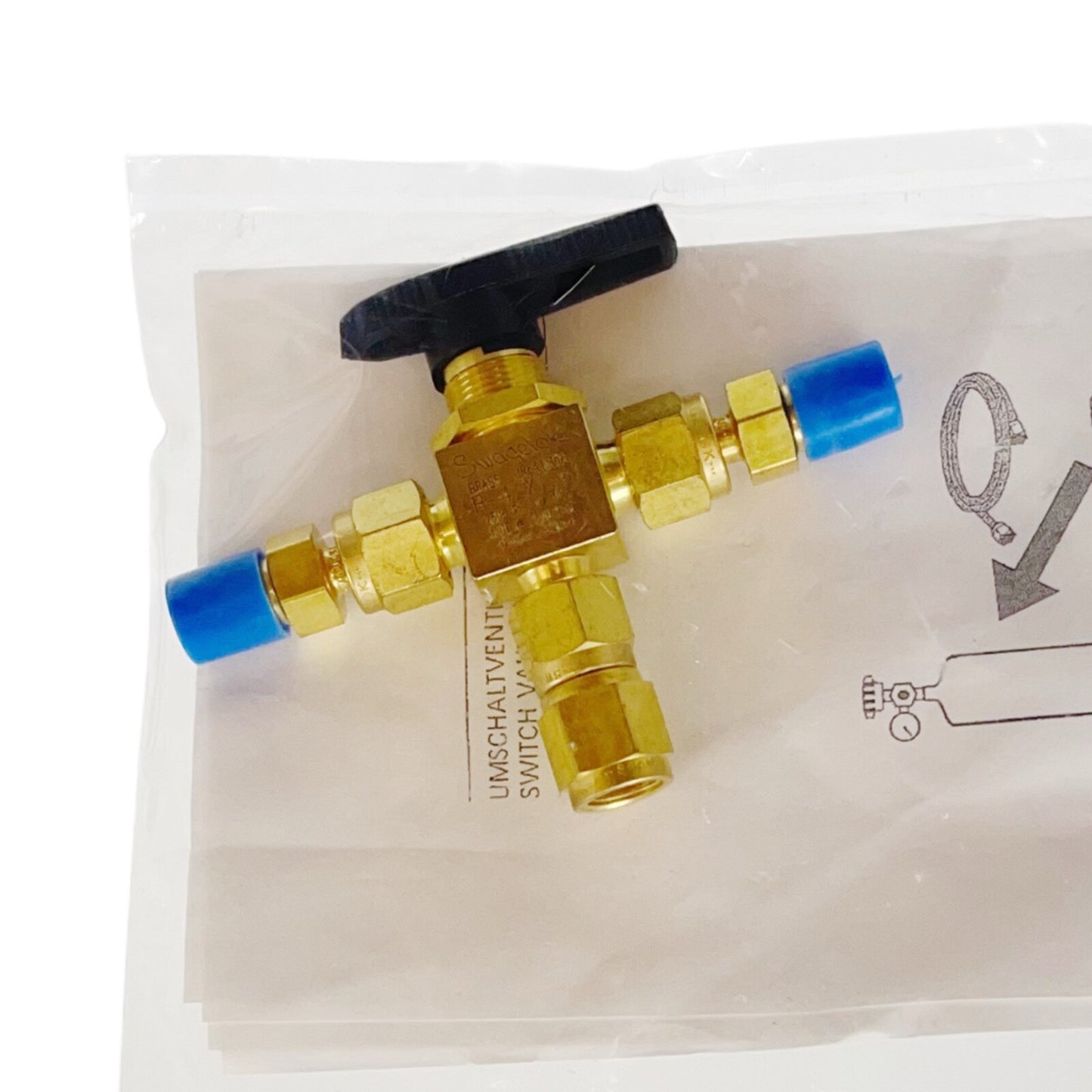 SWAGELOKE B-42XTS4 JR6413001 BRASS Way Ball Valve FOR Tube Fitting, 0.125in 3.2m