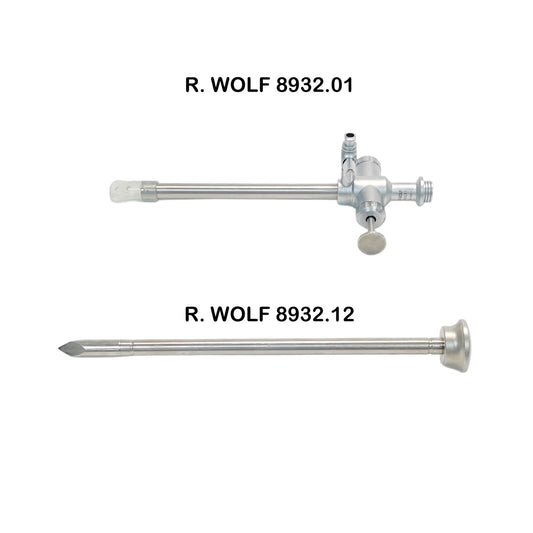 R. WOLF 8932.01 Trocar sleeve, trumpet valve, 8 mm Ã˜, 105 mm w/ 8932.12 Trocar