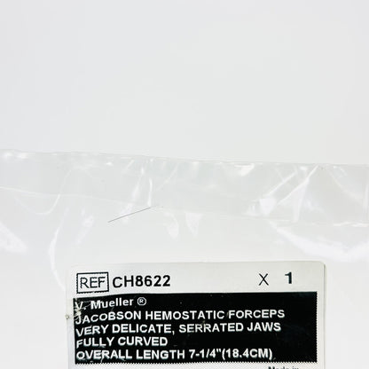 V.MUELLER CH8622 Jacobson Hemostatic Forceps Very Delicate,Serrated Jaws, 18.4cm
