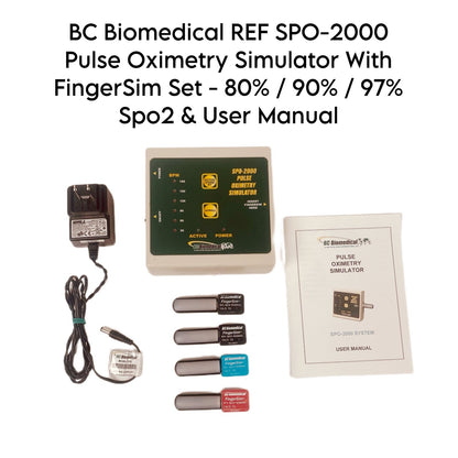 BC Biomedical REF SPO-2000 Pulse Oximetry Simulator With FingerSim Set & Charger