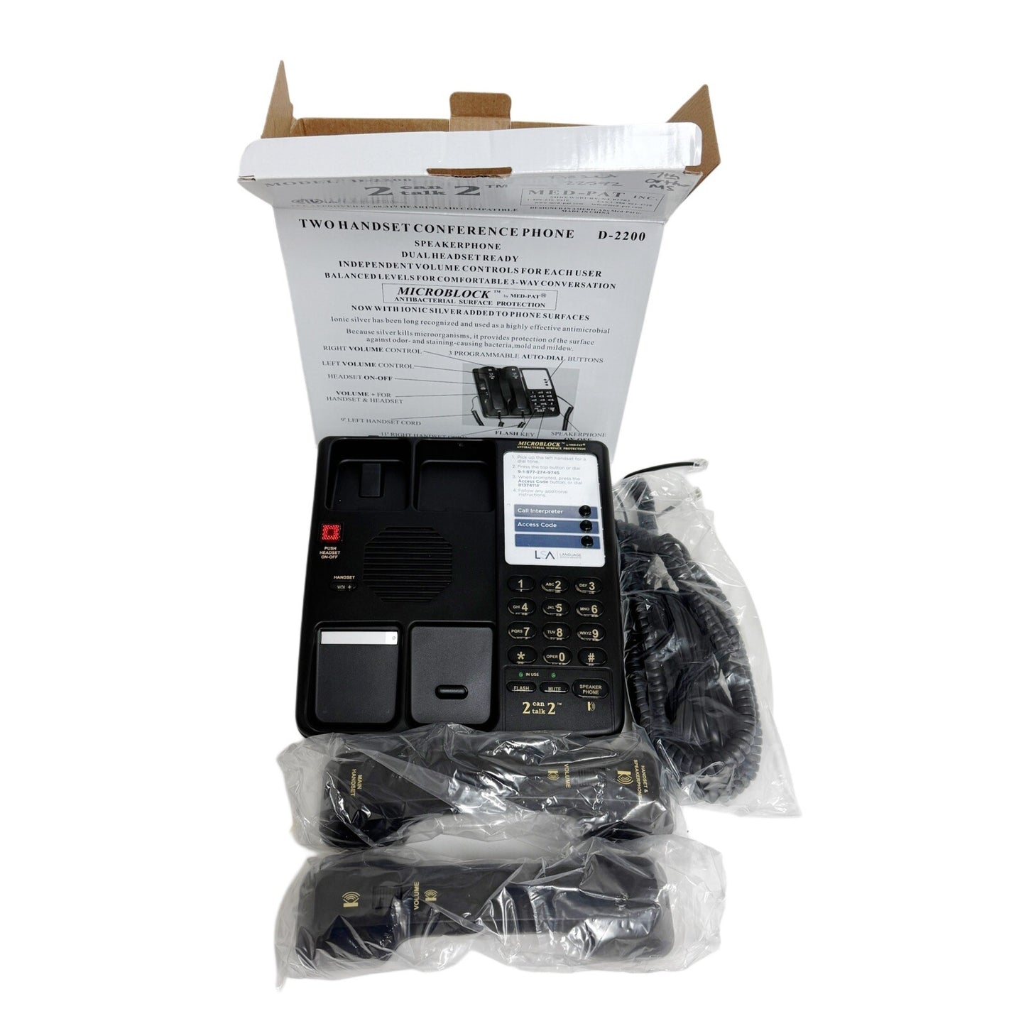 Med-Pat D2200, 2 Can Talk 2 Telephone - Twin Handset Conference Phone