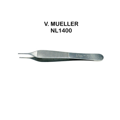 V. Mueller NL1400 Dressing Forceps Adson 4-3/4 Inch Serrated Tips Instrument