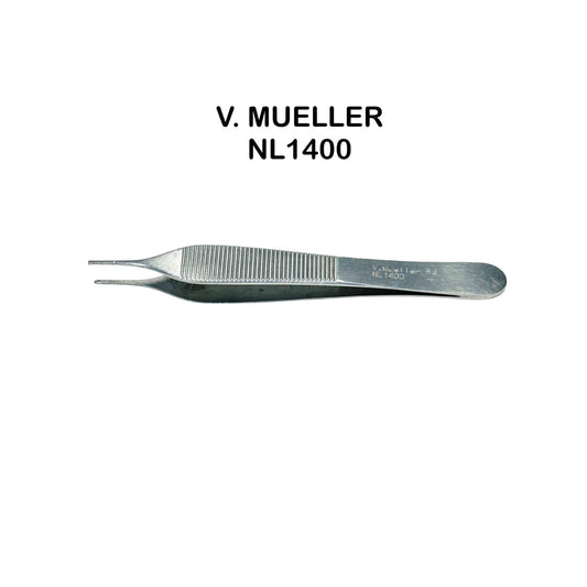 V. Mueller NL1400 Dressing Forceps Adson 4-3/4 Inch Serrated Tips Instrument