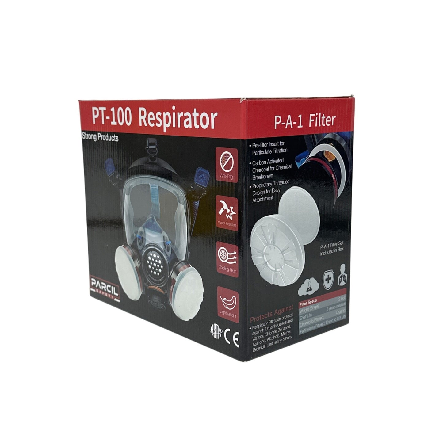 Parcil Safety PT-100 Full Face Respirator W/ P-A-1 Filter