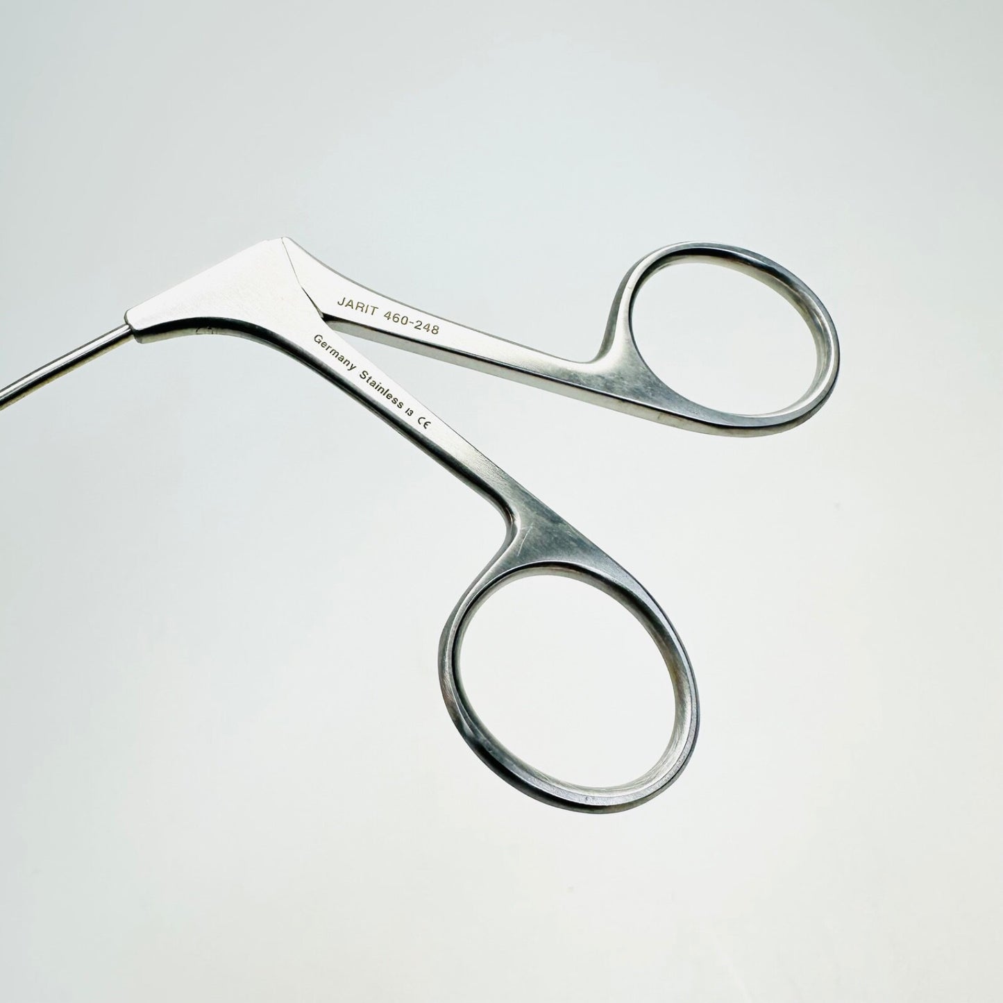 Jarit 460-248 Jako Microlaryngeal Scissor Curved Right, Working Length, 9-3/4"