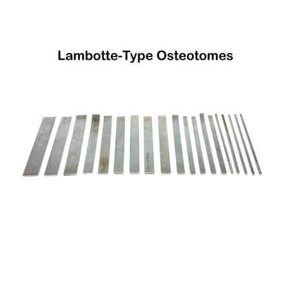 V. MUELLER / ZIMMER /K MEDIC Lambotte-Type Osteotomes Different Sizes LOT OF 19